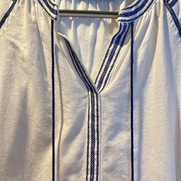 Zara Size Small Boho Blouse w/ Blue Embroidery & Tassel Detail - Picture 5 of 13